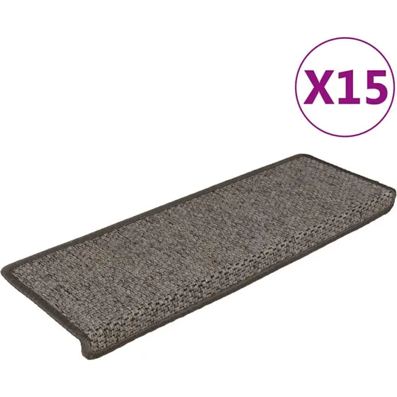 vidaXL selvklbende trappemtter 15 stk 65x21x4 cm sisal-look gr/beige