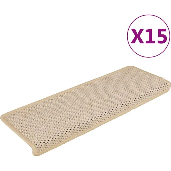 vidaXL selvklæbende trappemåtter 15 stk. 65x21x4 cm sisal-look