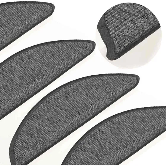 vidaXL trappemåtter 15 stk. 56x17x3 cm beige/grå halvrunde