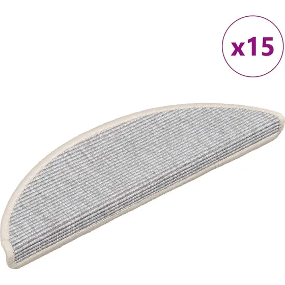 vidaXL trappemåtter 15 stk. 56x17x3 cm sølv halvrund