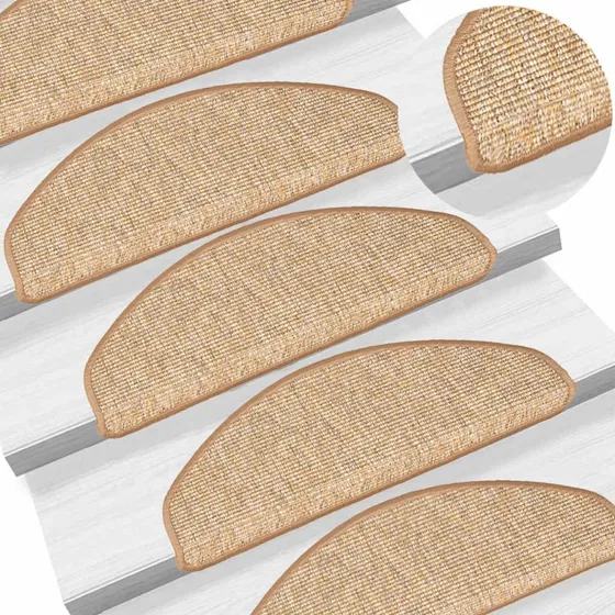 vidaXL trappemtter 15 stk. 65x21x4 cm lysebrune halvrunde