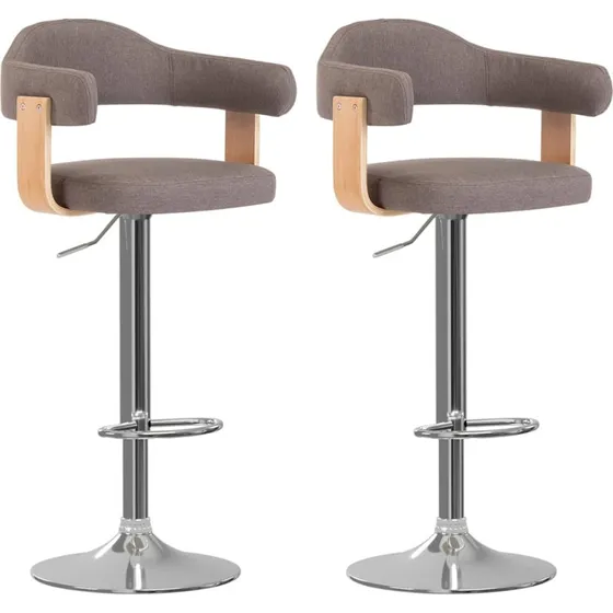 vidaXL 2 stk. barstole i bøjet træ og stof – gråbrun