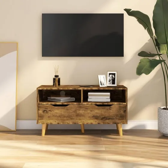 vidaXL TV-bord 90x40x48,5 cm konstrueret træ – røget egetræ