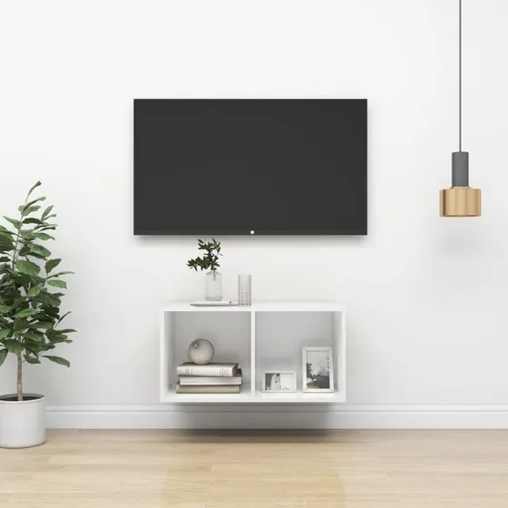 vidaXL væghængt TV-bord 37x37x72 cm, hvid