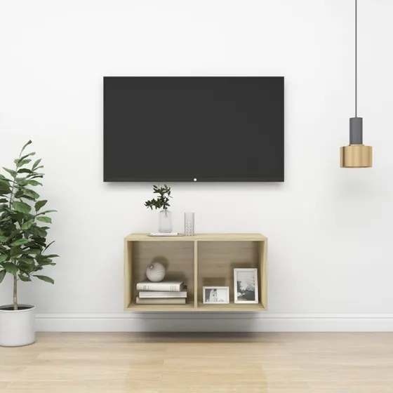 vidaXL væghængt tv-bord 37x37x72 cm - Sonoma-eg