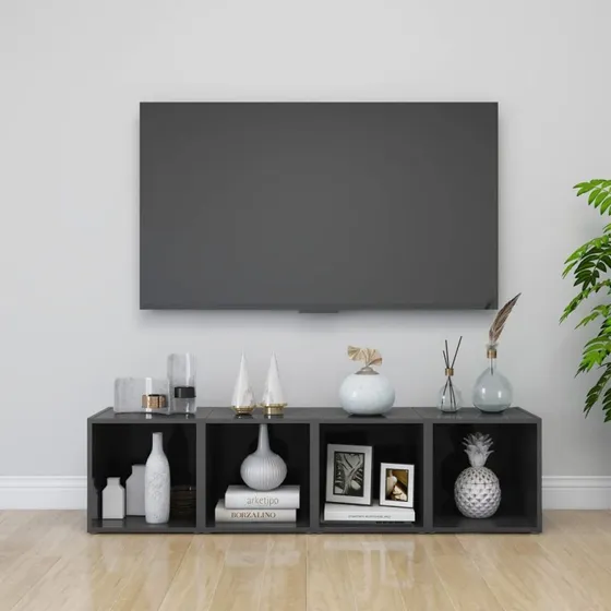 vidaXL TV-borde 4 stk. 37x35x37 cm konstrueret træ grå højglans
