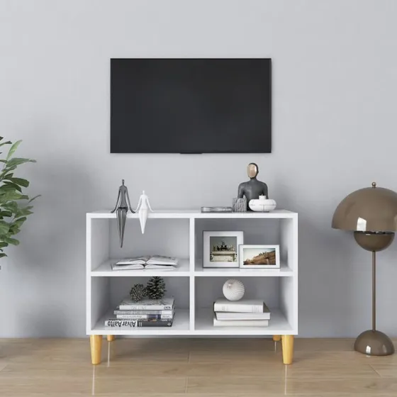 vidaXL TV-skab 69,5x30x50 cm hvid med massive træben