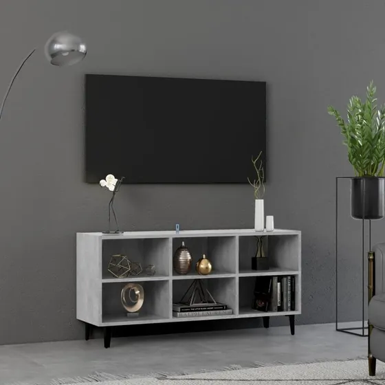 vidaXL TV-skab med metalben 103,5x30x50 cm - betongrå