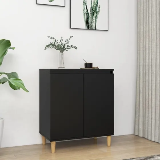 vidaXL skænk 60x35x70 cm sort, konstrueret træ med massive ben