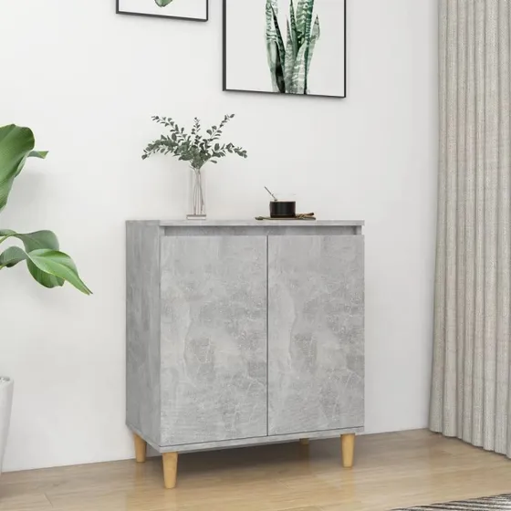 vidaXL skænk 60x35x70 cm med massive træben, betongrå