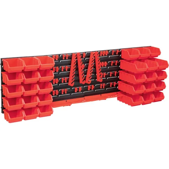 vidaXL opbevaringsst med vgpaneler 80 dele, rd/sort