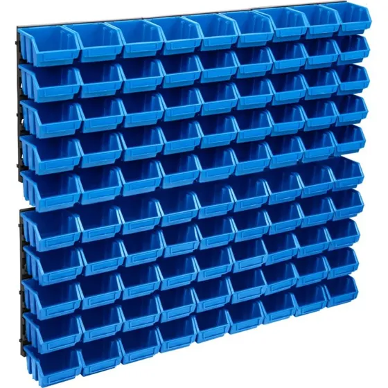 vidaXL opbevaringsst med vgpaneler 96 dele bl/sort