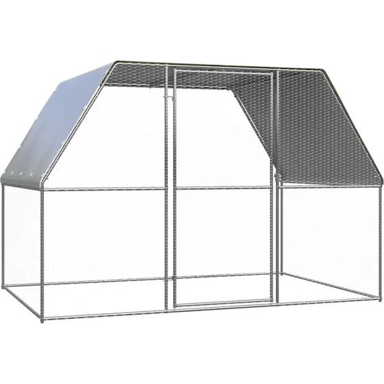 vidaXL hønsebur udendørs 3x2x2 m galvaniseret stål