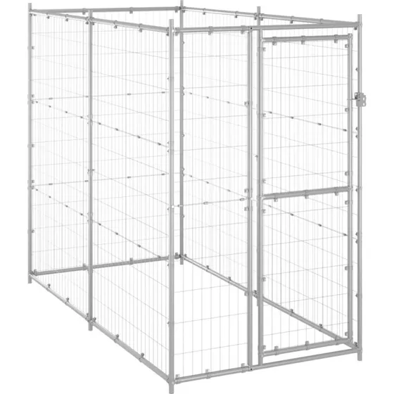 Udendørs hundebur 110x220x180 cm, galvaniseret stål