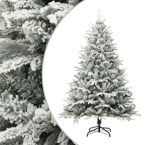 vidaXL kunstigt juletræ med puddersne 150 cm grøn