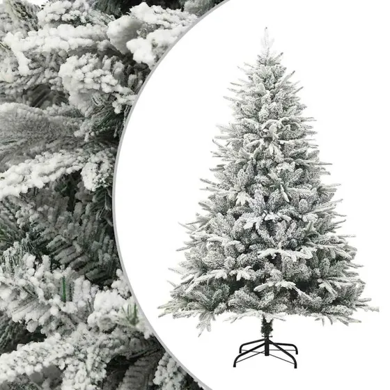 vidaXL kunstigt juletræ 180 cm med puddersne, PVC/PE, grøn