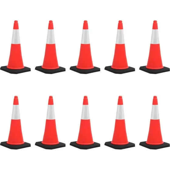 vidaXL trafikkegler 10 stk. 75 cm med refleks og tung bund