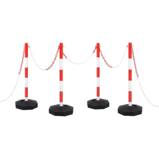 vidaXL trafikpælesæt med plastikkæde 10 m, rød/hvid