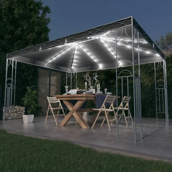 vidaXL pavillon med LED-lyskder 400x300 cm antracitgr