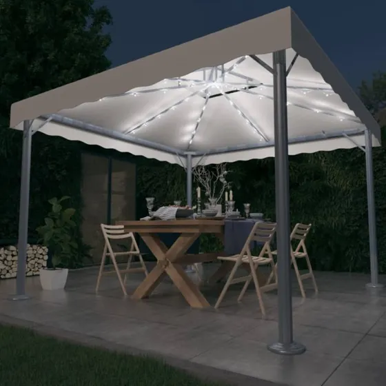 vidaXL pavillon 300x300 cm med LED-lyskder, creme