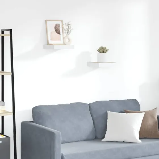 vidaXL væghylder 2 stk. 23x23,5x3,8 cm MDF egetræ/hvid