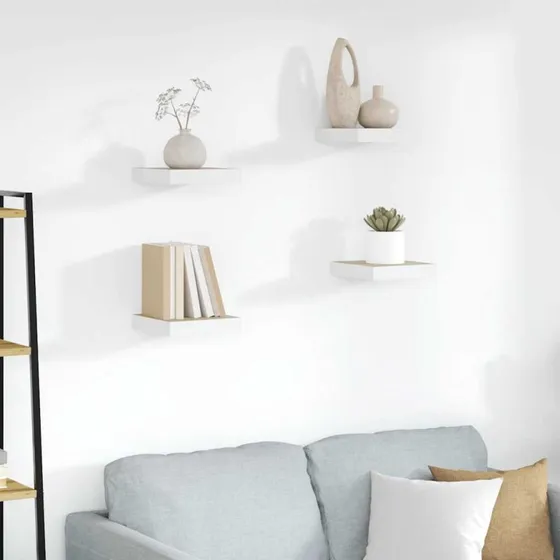vidaXL væghylder 4 stk. 23x23,5x3,8 cm MDF egetræ/hvid