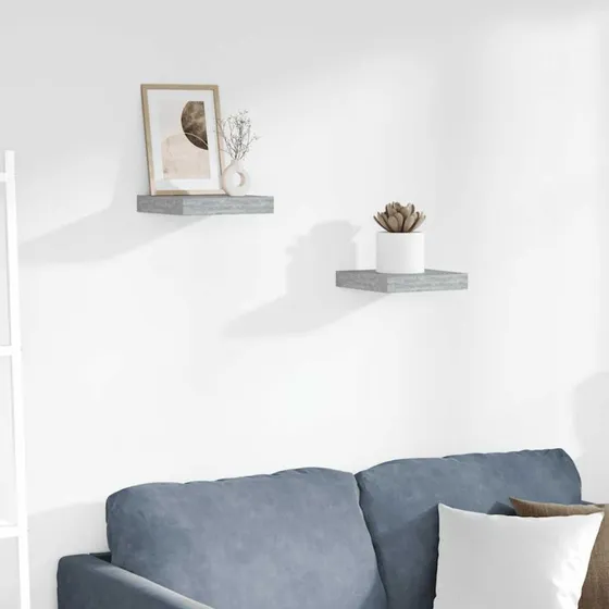 vidaXL væghylder 2 stk. 23 x 23,5 x 3,8 cm MDF betongrå