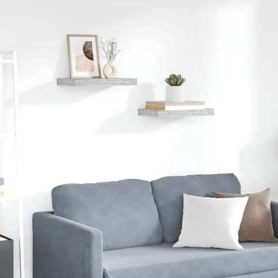 vidaXL væghylder 2 stk. 40x23x3,8 cm MDF betongrå