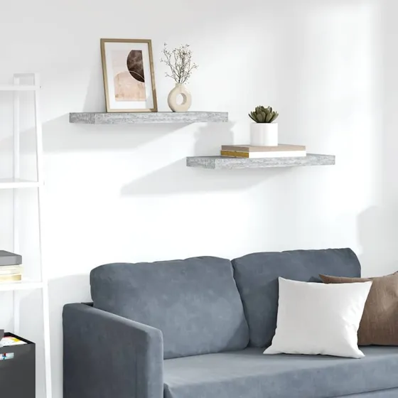 vidaXL væghylder 2 stk. 60x23,5x3,8 cm MDF betongrå