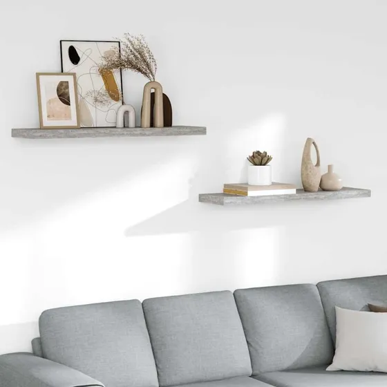 vidaXL svævehylder 2 stk. 90x23,5x3,8 cm MDF betongrå