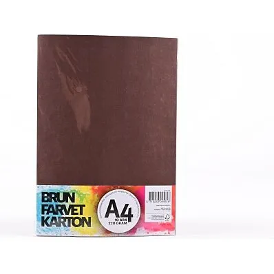 Farvet karton A4, 10 ark – brun, 220 g