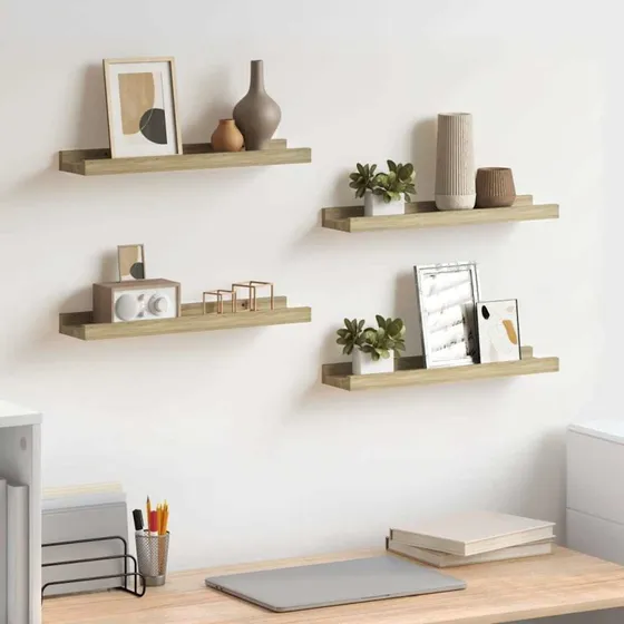 vidaXL væghylder 4 stk. 40x9x3 cm Sonoma-eg