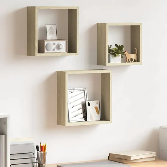 vidaXL 3 stk. kubehylder i Sonoma-eg (MDF)