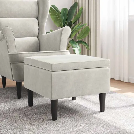 vidaXL skammel creme fløjl med træben