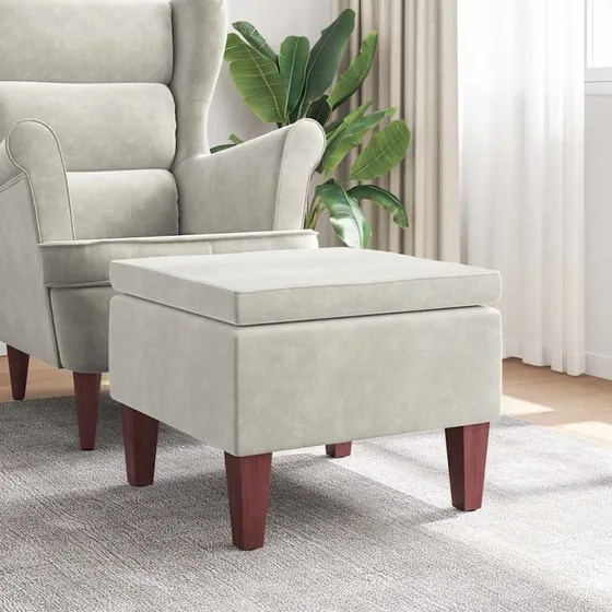 vidaXL fløjlsskammel med træben – creme