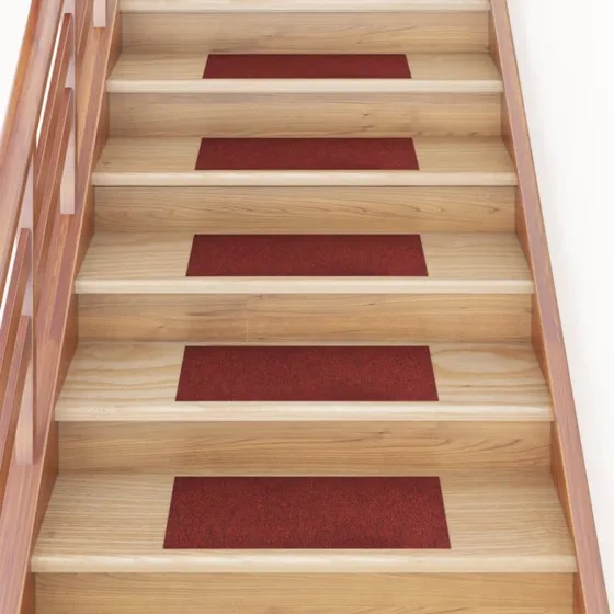 Trappemåtter 15 stk 60x25 cm Selvklæbende Rektangulær Bordeaux