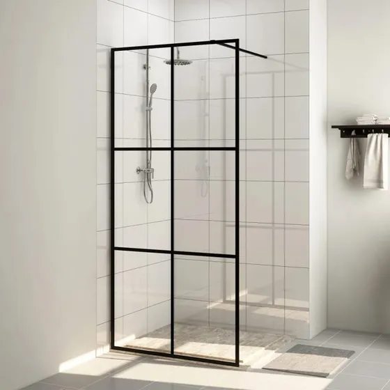vidaXL brusevg 90x195 cm klart sikkerhedsglas sort