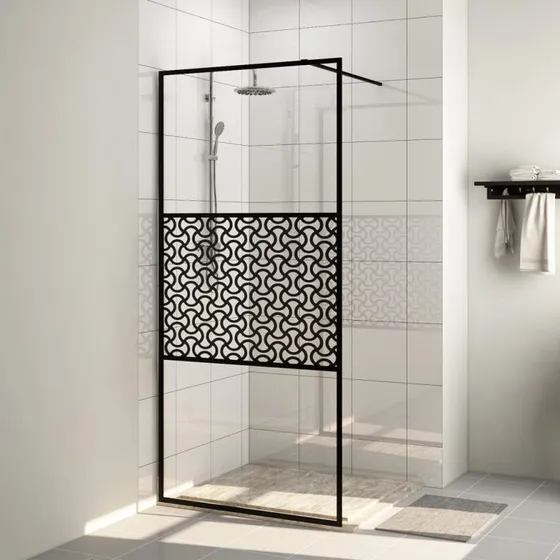 vidaXL brusevæg 100x195 cm klart 5 mm sikkerhedsglas sort