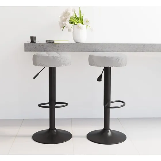 vidaXL Barstole 2 stk. fløjl grå – justerbare