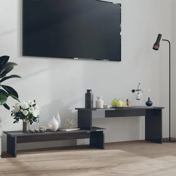 Ukendt mærke TV-bord 180x30x43 cm grå højglans