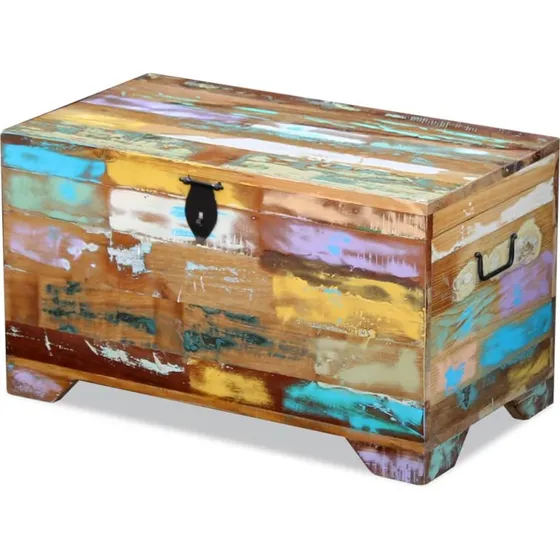 Opbevaringskiste i massivt genbrugstræ – lysebrun