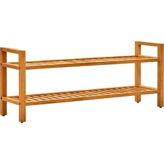 vidaXL Skostativ 2 hylder 100x27x40 cm massivt egetræ