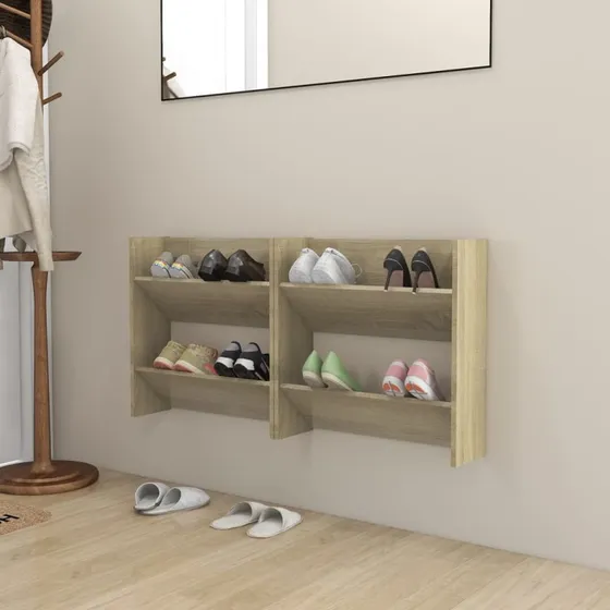 vidaXL væghængt skoskab 2 stk. 60x18x60 cm sonoma-eg