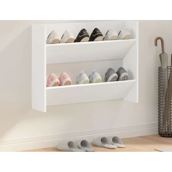 vidaXL væghængt skoskab 80x18x60 cm – hvid