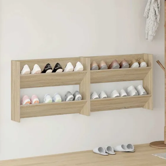 vidaXL væghængt skoskab 2 stk. 80x18x60 cm sonoma-eg