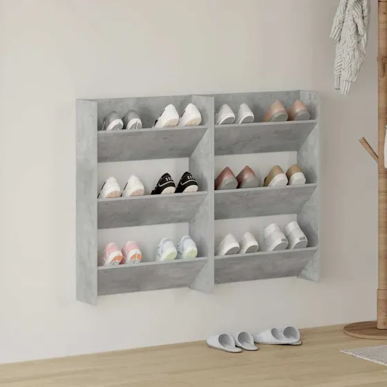 vidaXL væghængte skoskabe 2 stk. 60x18x90 cm, betongrå