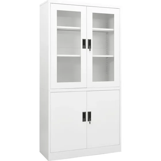 vidaXL kontorskab 90x40x180 cm stål - hvid