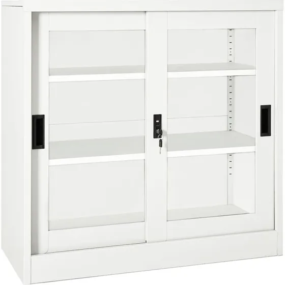 vidaXL skab med skydelåger 90x40x90 cm stål hvid
