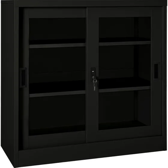 vidaXL skab med skydelåger 90x40x90 cm stål sort