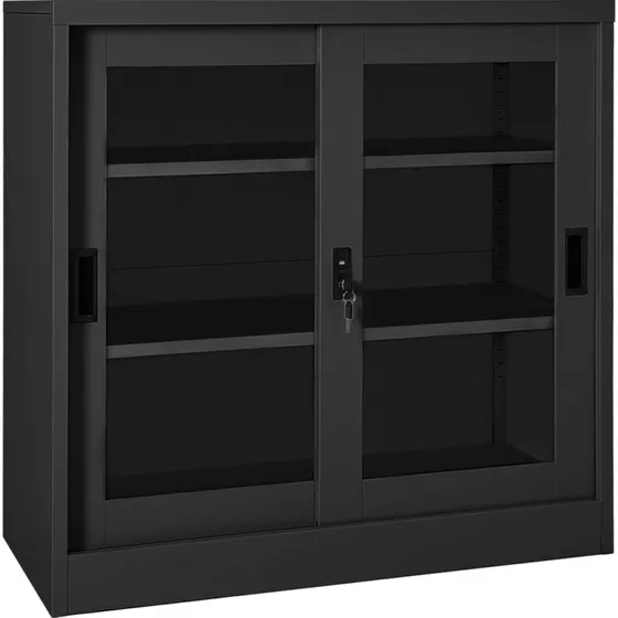vidaXL skab med skydelåger 90x40x90 cm stål antracitgrå